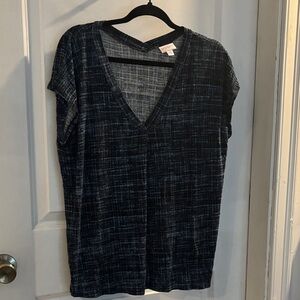 LuLaRoe Black/Blue plaid and Gray Short Sleeve Top